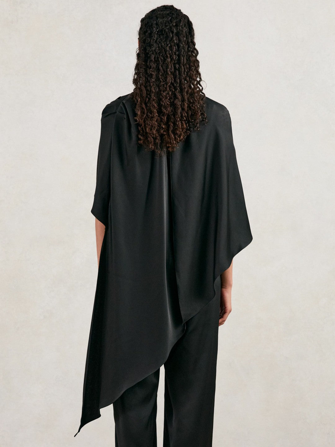 Reiss Best Seller - Halston Crepe Wide Leg Cape Jumpsuit in Black