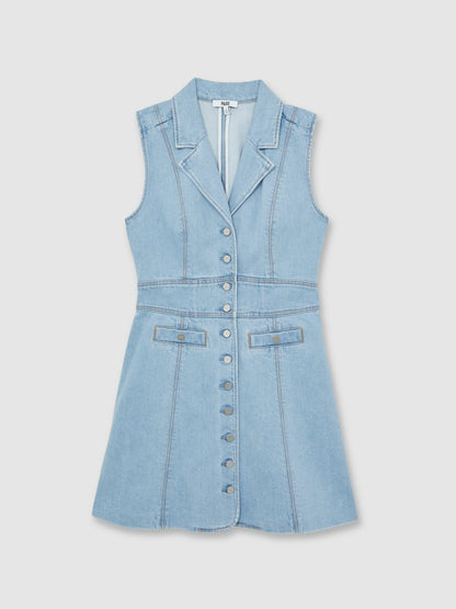 Reiss Offer - Paige Denim Button-Through Mini Dress in Jocelyn Blue
