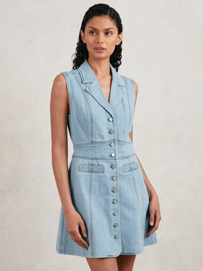 Reiss Offer - Paige Denim Button-Through Mini Dress in Jocelyn Blue