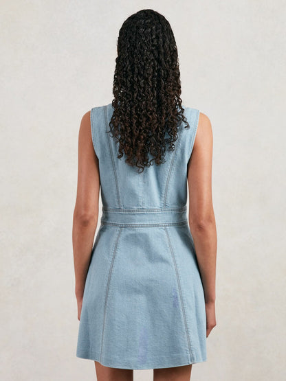 Reiss Offer - Paige Denim Button-Through Mini Dress in Jocelyn Blue