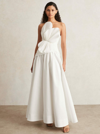 Reiss Deal - Acler Ivory Plissé Fan Strapless Maxi Dress in Ivory