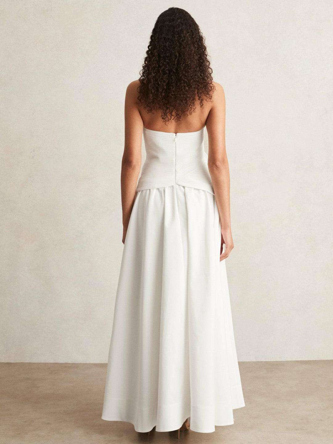 Reiss Deal - Acler Ivory Plissé Fan Strapless Maxi Dress in Ivory