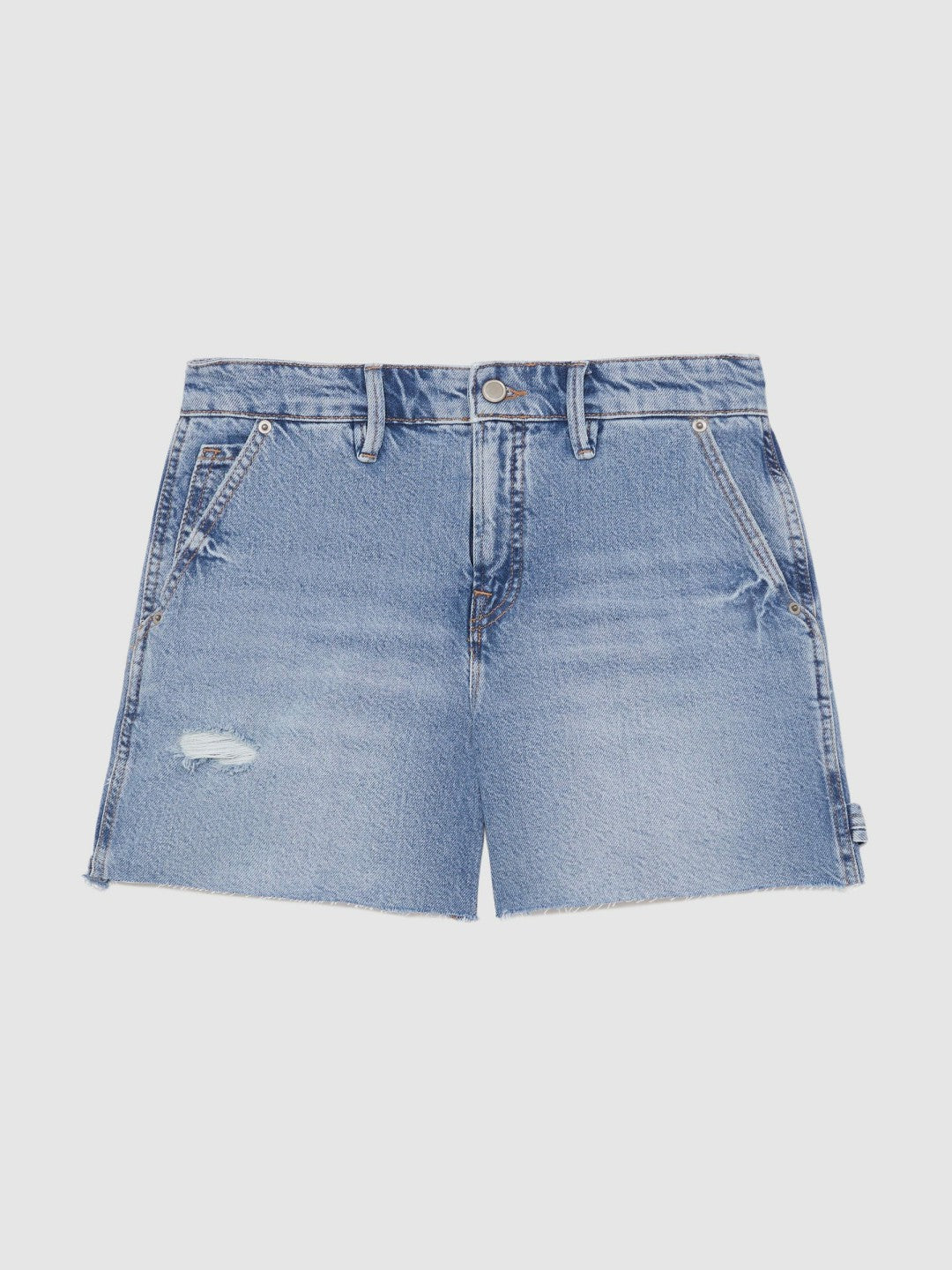 Reiss Savings - 90S Long 100% Cotton Shorts in Indigo Blue