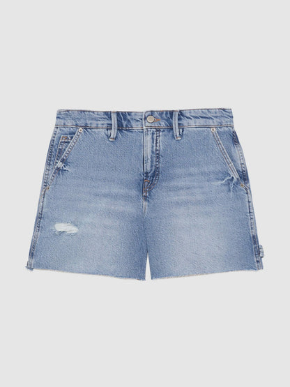 Reiss Savings - 90S Long 100% Cotton Shorts in Indigo Blue