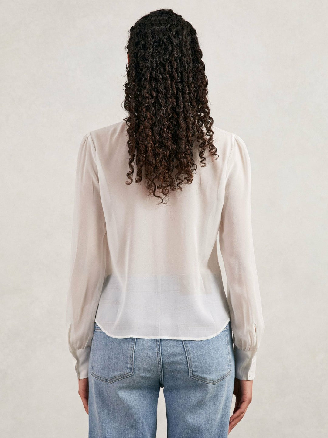 Reiss Sale - Paige Silk Georgette Ruffle Trim Shirt in White