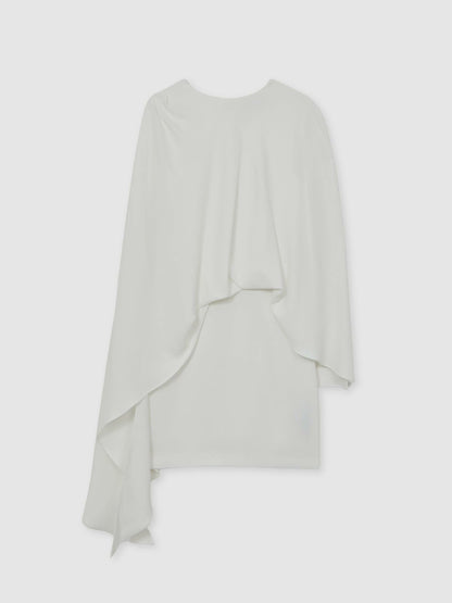 Reiss Value - Halston Mini Ivory Asymmetric Cape Dress in Ivory