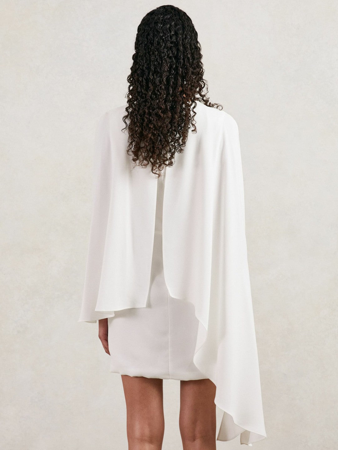 Reiss Value - Halston Mini Ivory Asymmetric Cape Dress in Ivory