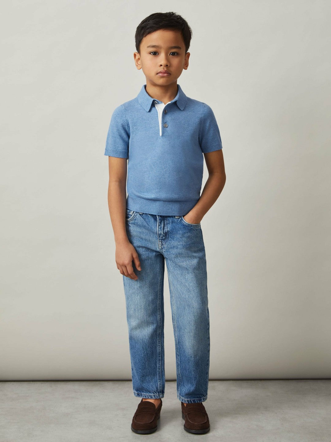 Reiss Featured - 13-14 yrs Contrast Placket Polo Shirt With Cotton in Blue
