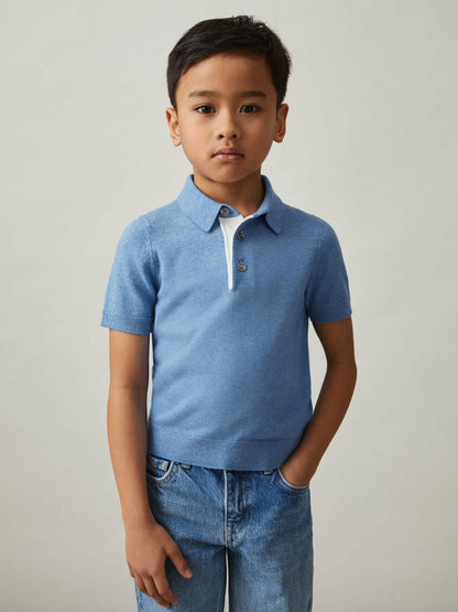 Reiss Featured - 13-14 yrs Contrast Placket Polo Shirt With Cotton in Blue