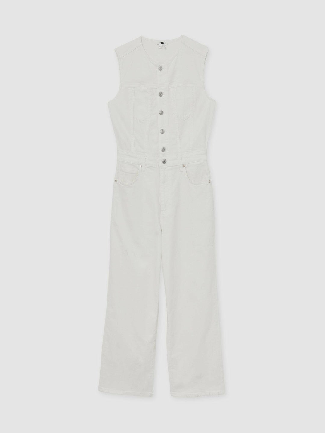 Reiss Value - Paige Denim Straight Leg Jumpsuit in Ecru