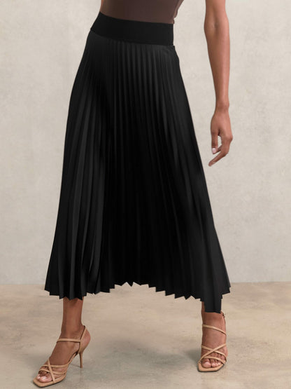 Reiss Best Seller - Pleated Midi Skirt in Black