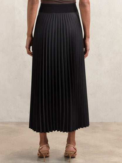 Reiss Best Seller - Pleated Midi Skirt in Black