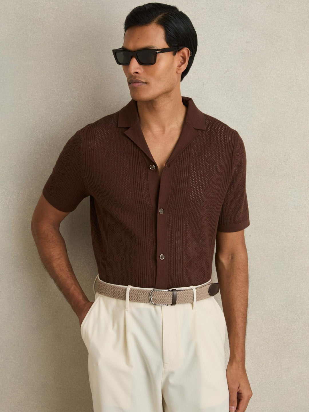 Reiss Savings - Basket Weave Belt in Stone