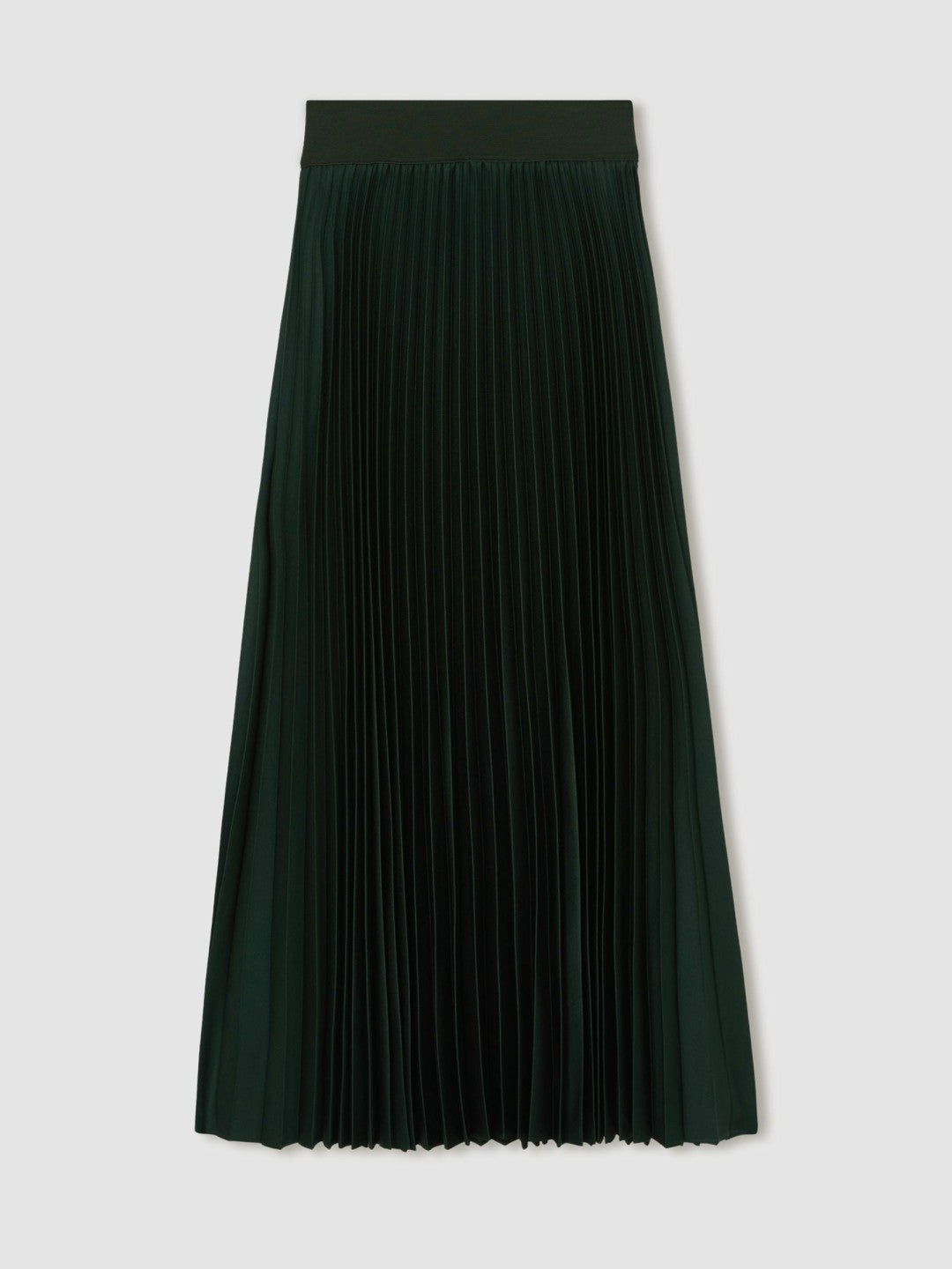 Reiss Offer - Pleated Midi Skirt in Dark Green