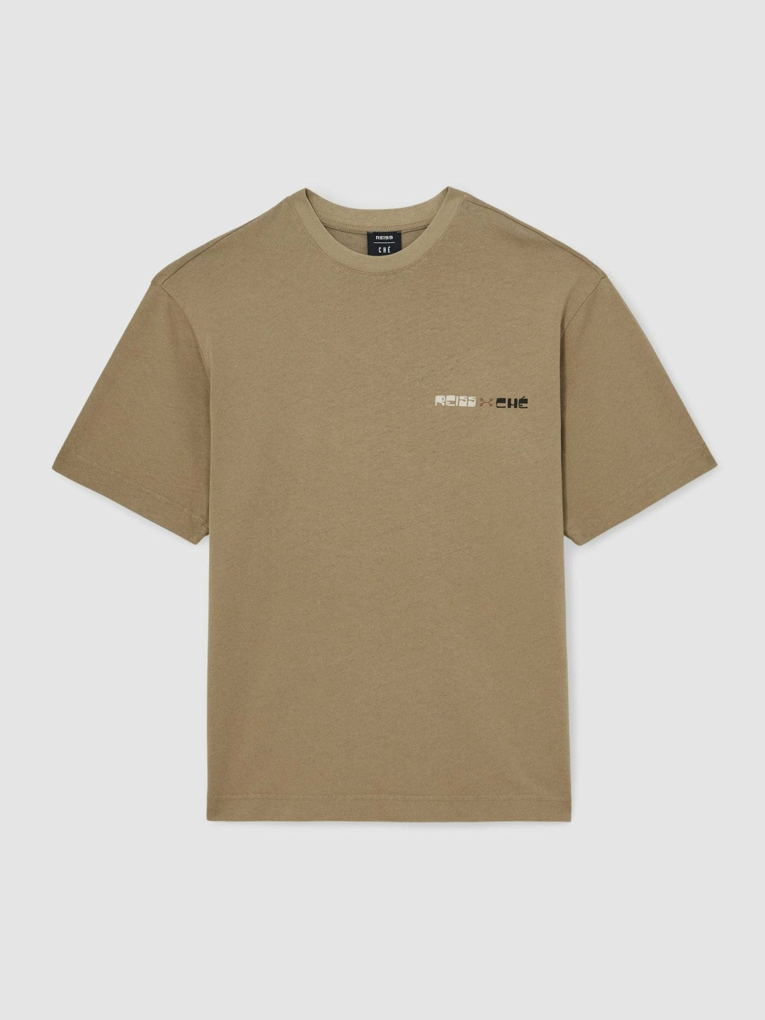 Reiss Featured - | Ché Cotton-Linen Sunset T-Shirt in Sage Green