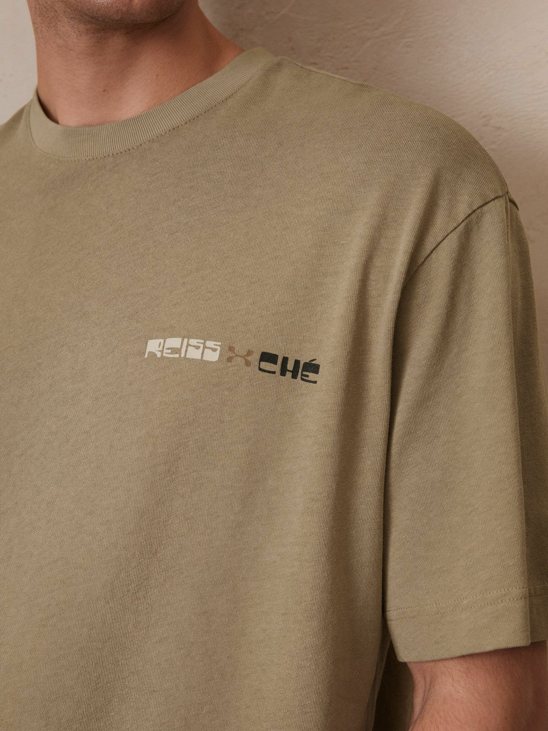 Reiss Featured - | Ché Cotton-Linen Sunset T-Shirt in Sage Green