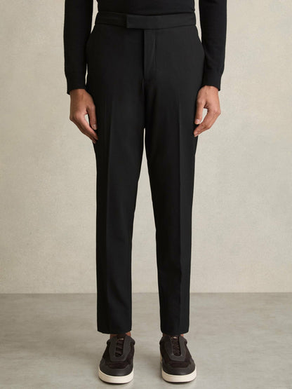 Reiss Savings - Slim-Fit Internal-Drawstring Trousers in Black