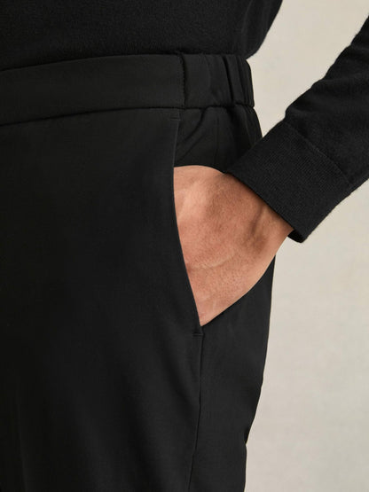 Reiss Savings - Slim-Fit Internal-Drawstring Trousers in Black