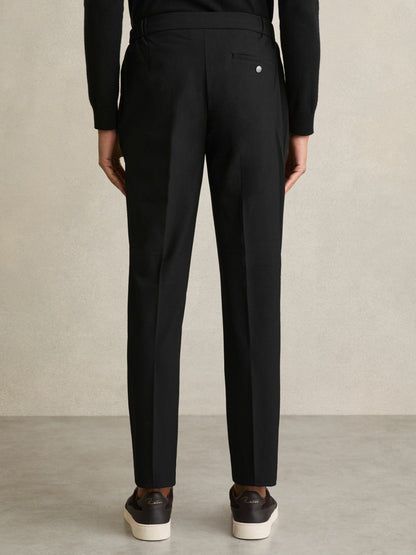 Reiss Savings - Slim-Fit Internal-Drawstring Trousers in Black