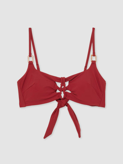 Reiss Savings - Cut-Out Detail Bikini Top in Dark Red