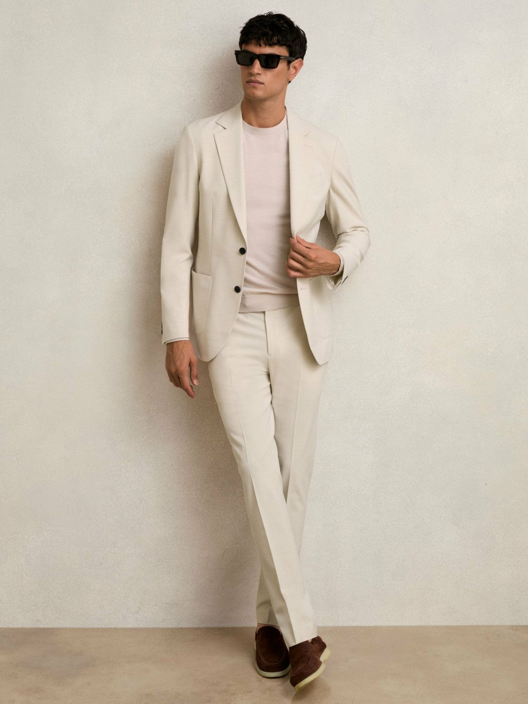 Reiss Popular Choice - Slim-Fit Internal-Drawstring Trousers in Stone