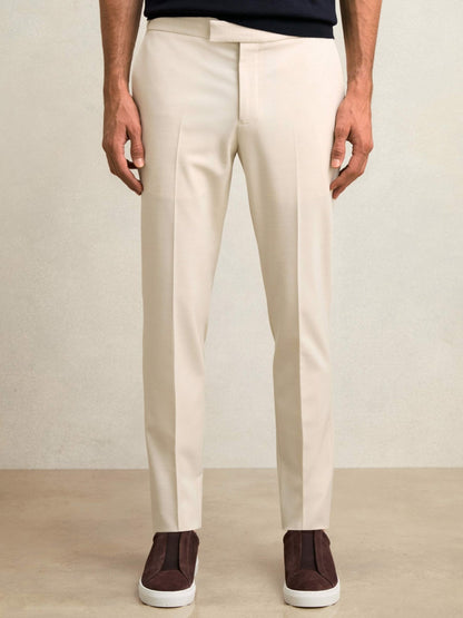 Reiss Popular Choice - Slim-Fit Internal-Drawstring Trousers in Stone