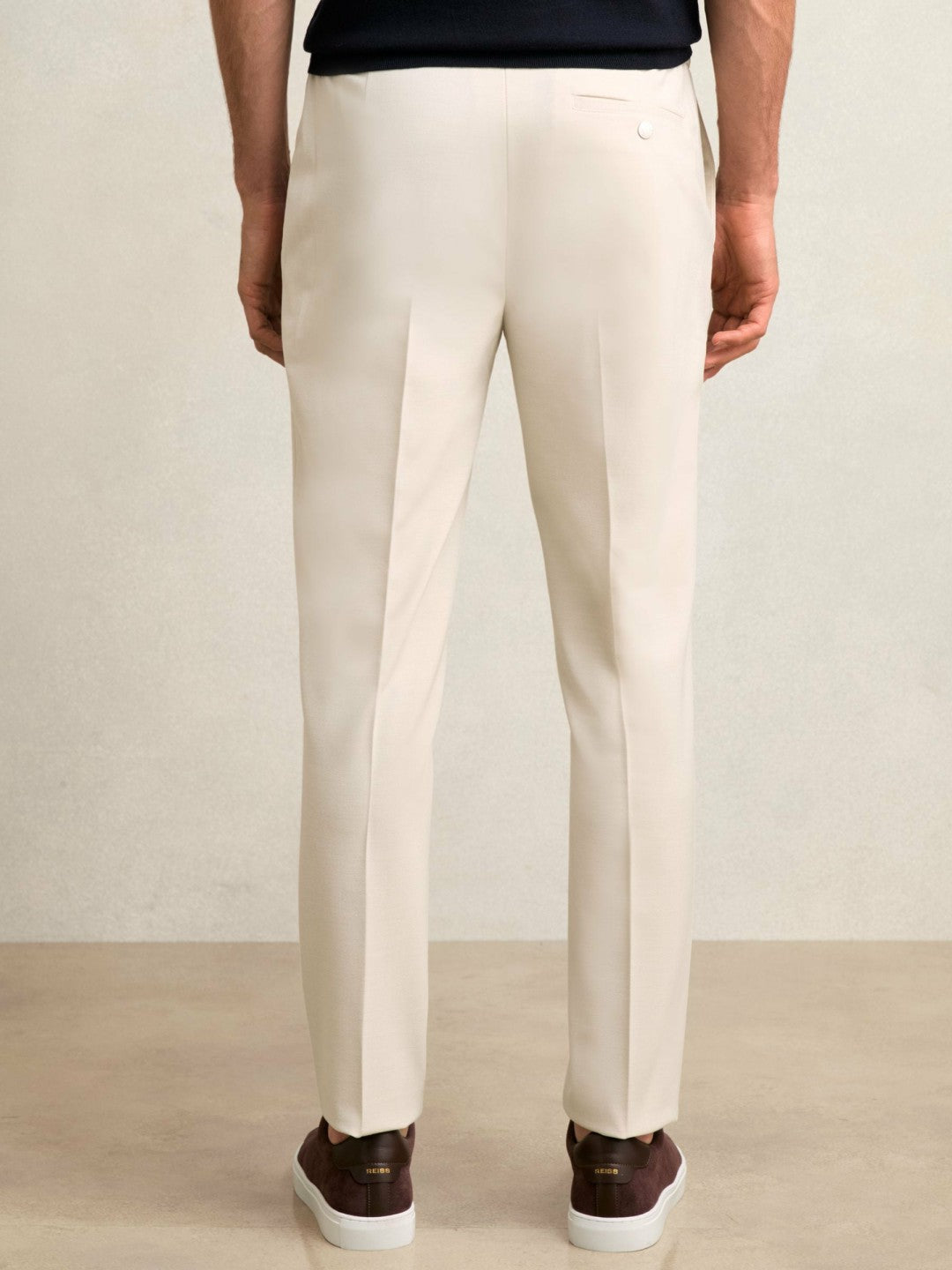 Reiss Popular Choice - Slim-Fit Internal-Drawstring Trousers in Stone