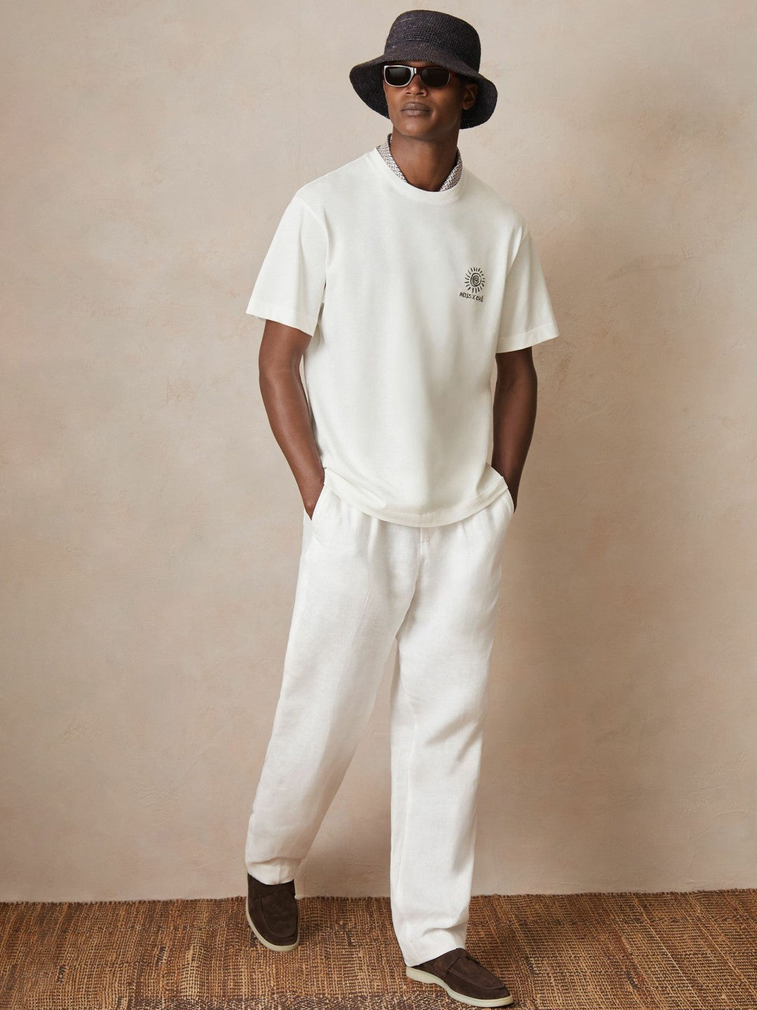 Reiss Best Seller - | Ché Cotton Palm-Tree T-Shirt in White