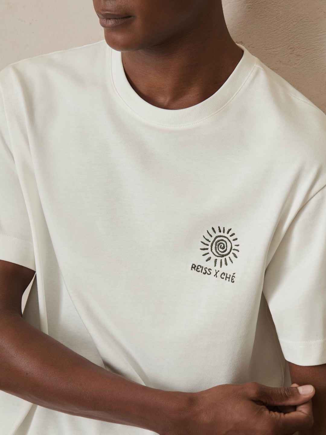 Reiss Best Seller - | Ché Cotton Palm-Tree T-Shirt in White