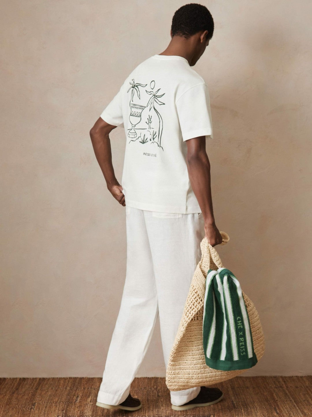 Reiss Best Seller - | Ché Cotton Palm-Tree T-Shirt in White