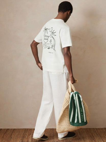 Reiss Best Seller - | Ché Cotton Palm-Tree T-Shirt in White