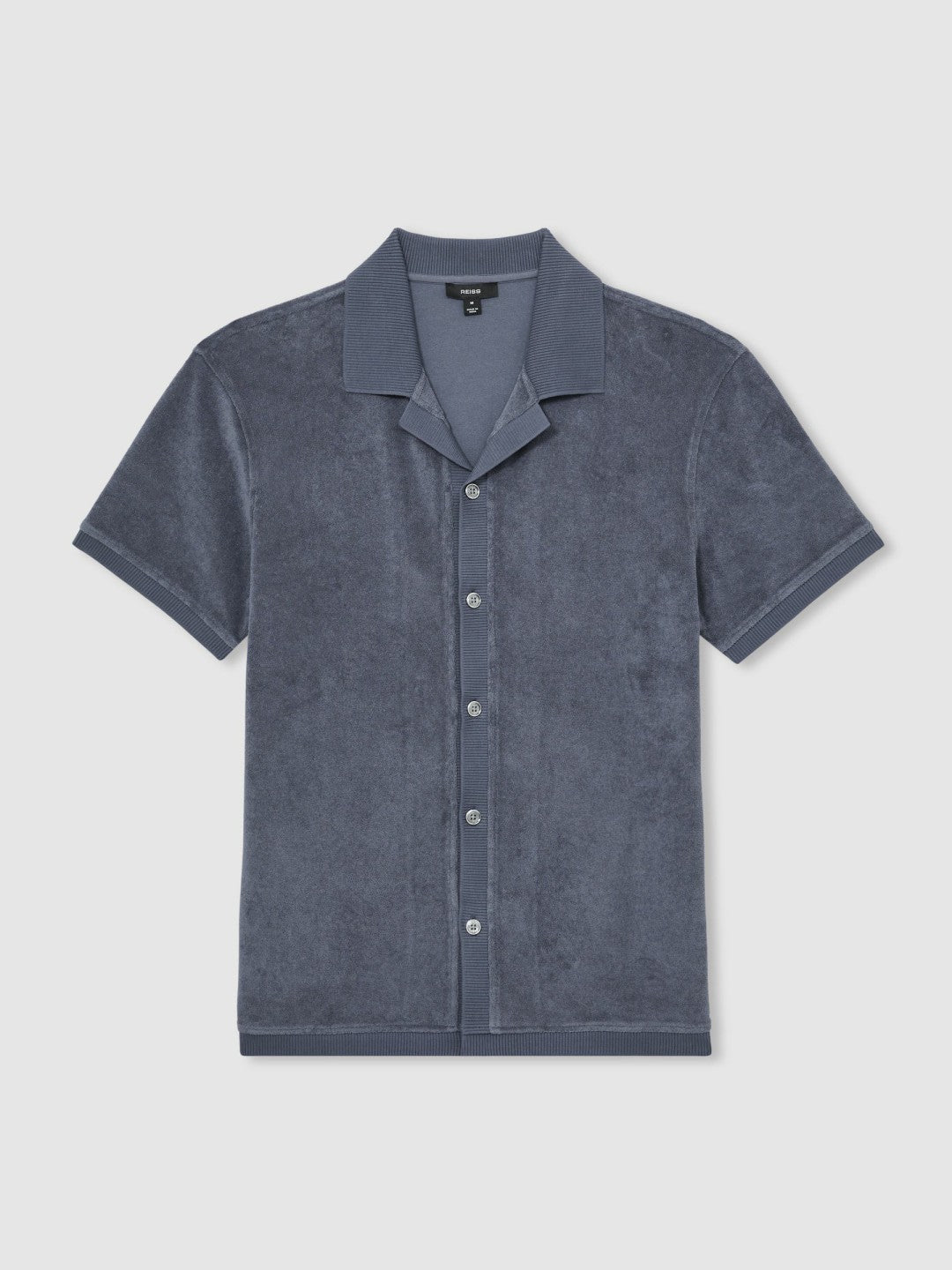 Reiss Cotton Blend Towelling Shirt in Airforce Blue