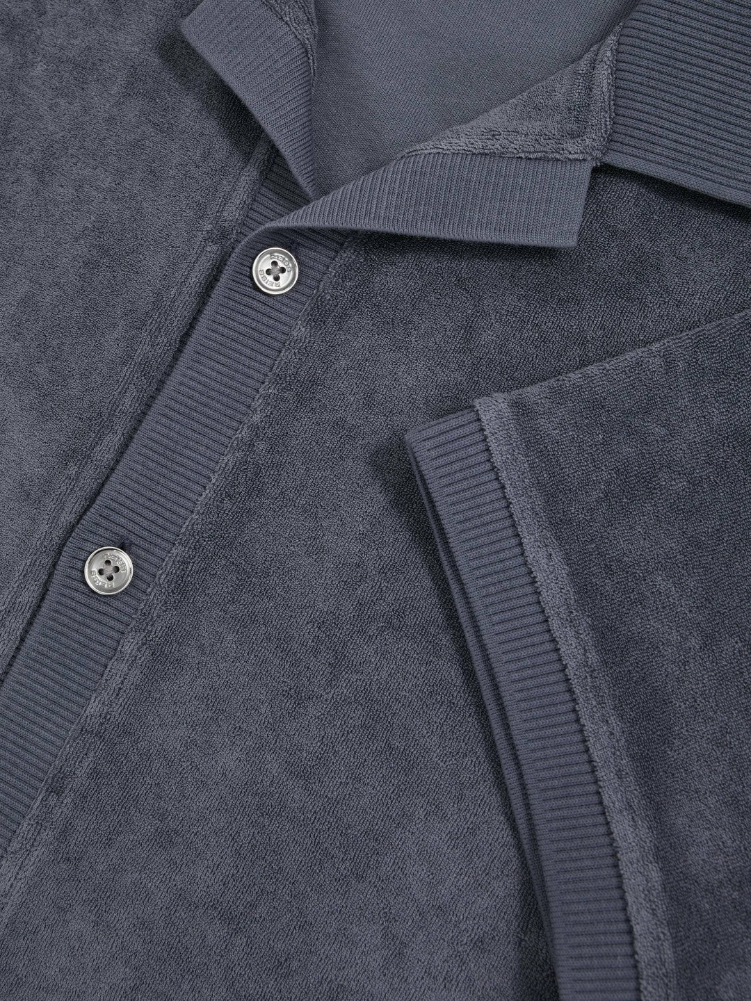 Reiss Cotton Blend Towelling Shirt in Airforce Blue