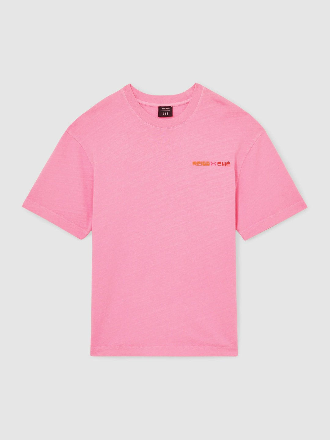 Reiss Best Seller - | Ché Cotton-Linen Sunset T-Shirt in Pink