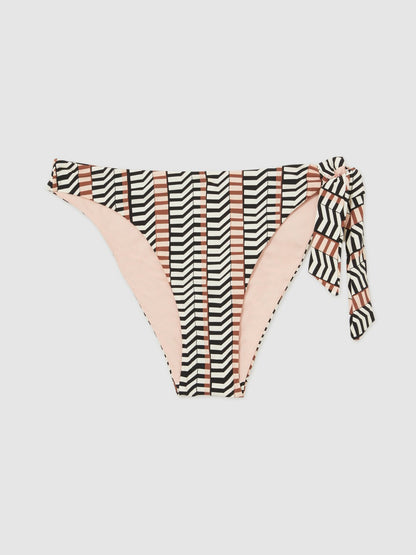 Reiss Popular Choice - Chevron-Stripe Bikini Bottoms in Black/Brown