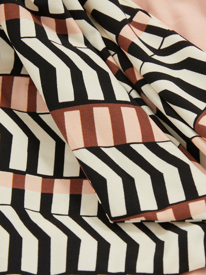 Reiss Popular Choice - Chevron-Stripe Bikini Bottoms in Black/Brown