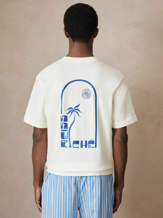 Reiss Sale - | Ché Cotton Palm-Print T-Shirt in White