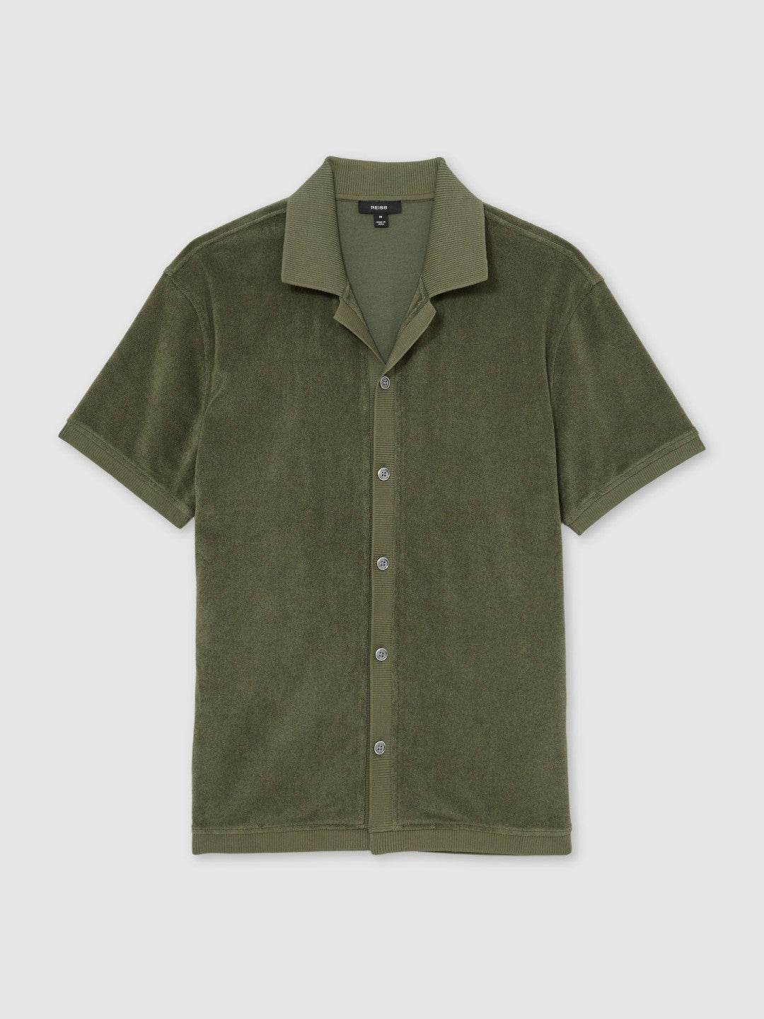 Reiss Featured - Cotton Blend Towelling Shirt in Green