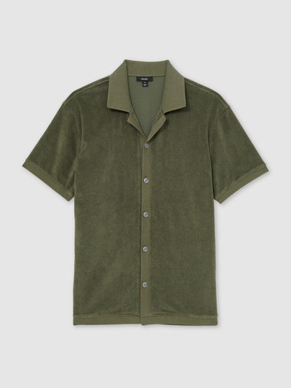 Reiss Featured - Cotton Blend Towelling Shirt in Green