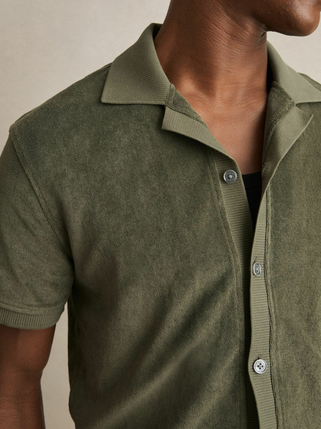 Reiss Featured - Cotton Blend Towelling Shirt in Green