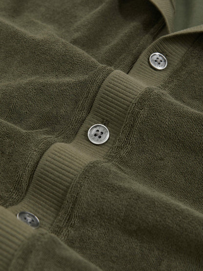 Reiss Featured - Cotton Blend Towelling Shirt in Green