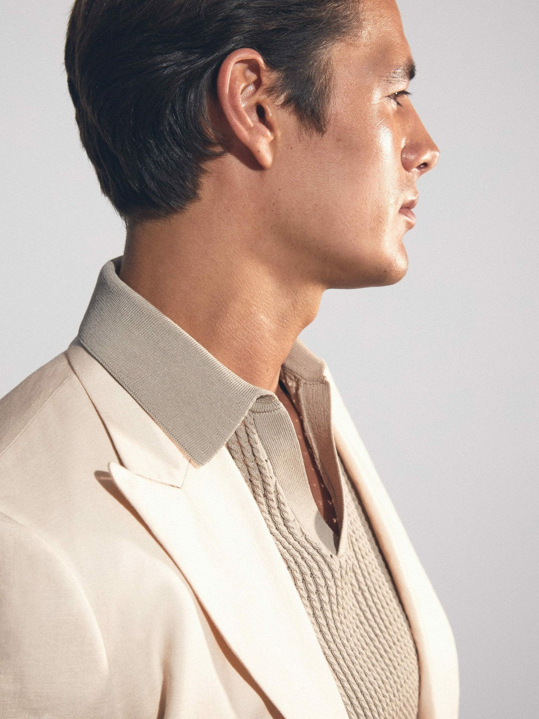 Reiss Sale - Linen Double-Breasted Suit Slim-Fit Blazer in Stone