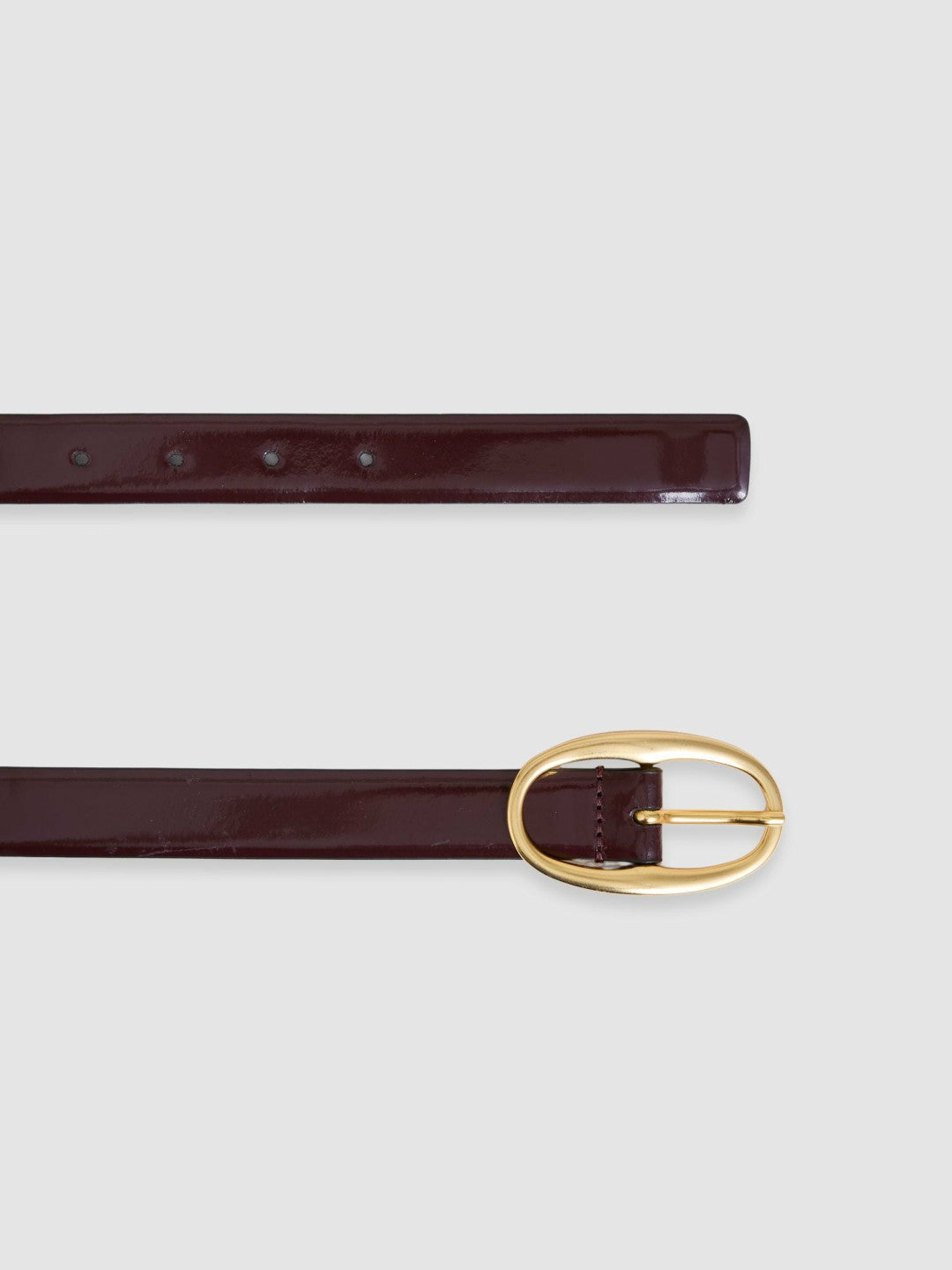 Reiss Best Seller - Patent Leather Oval Buckle Belt in Oxblood