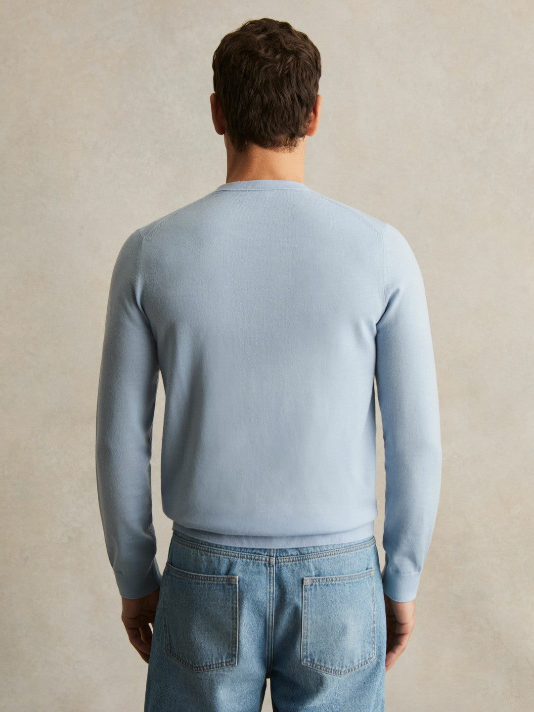 Reiss Offer - Merino Wool Crew Neck Jumper in Soft Blue