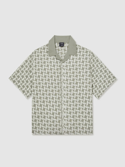 Reiss Popular Choice - | Ché Motif-Embroidered Shirt in Sage/White