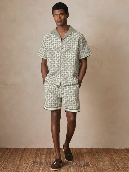 Reiss Popular Choice - | Ché Motif-Embroidered Shirt in Sage/White