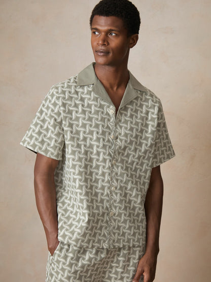 Reiss Popular Choice - | Ché Motif-Embroidered Shirt in Sage/White