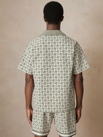 Reiss Popular Choice - | Ché Motif-Embroidered Shirt in Sage/White