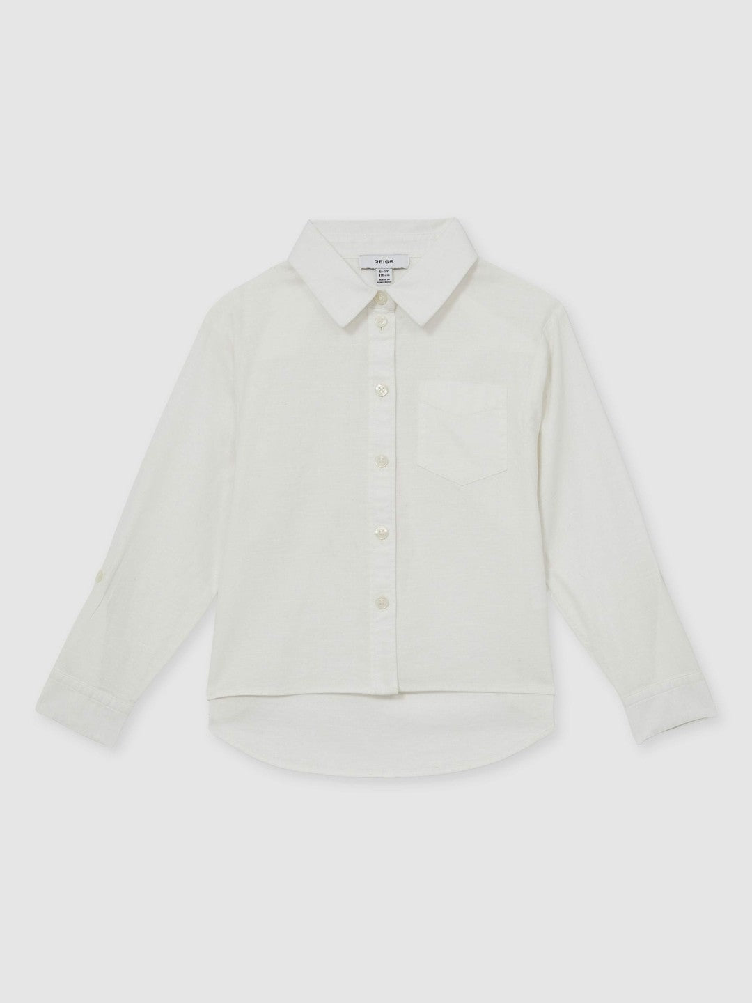 Reiss 4-9 yrs Linen Roll-Cuff Shirt in Ivory