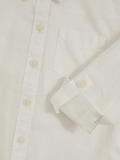 Reiss 4-9 yrs Linen Roll-Cuff Shirt in Ivory